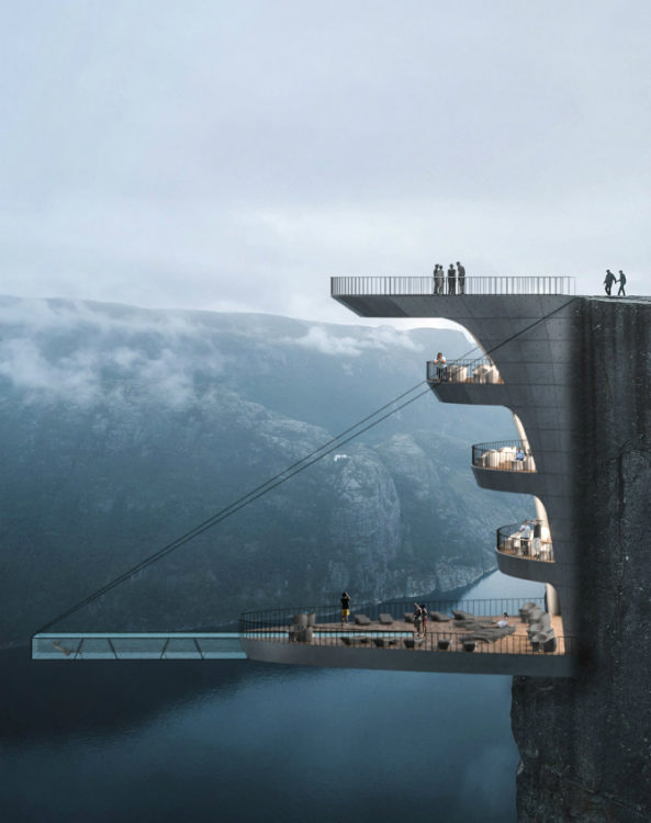 Норвежская студия Hayri Atak предложила дизайн бутик-отеля со стеклянным бассейном